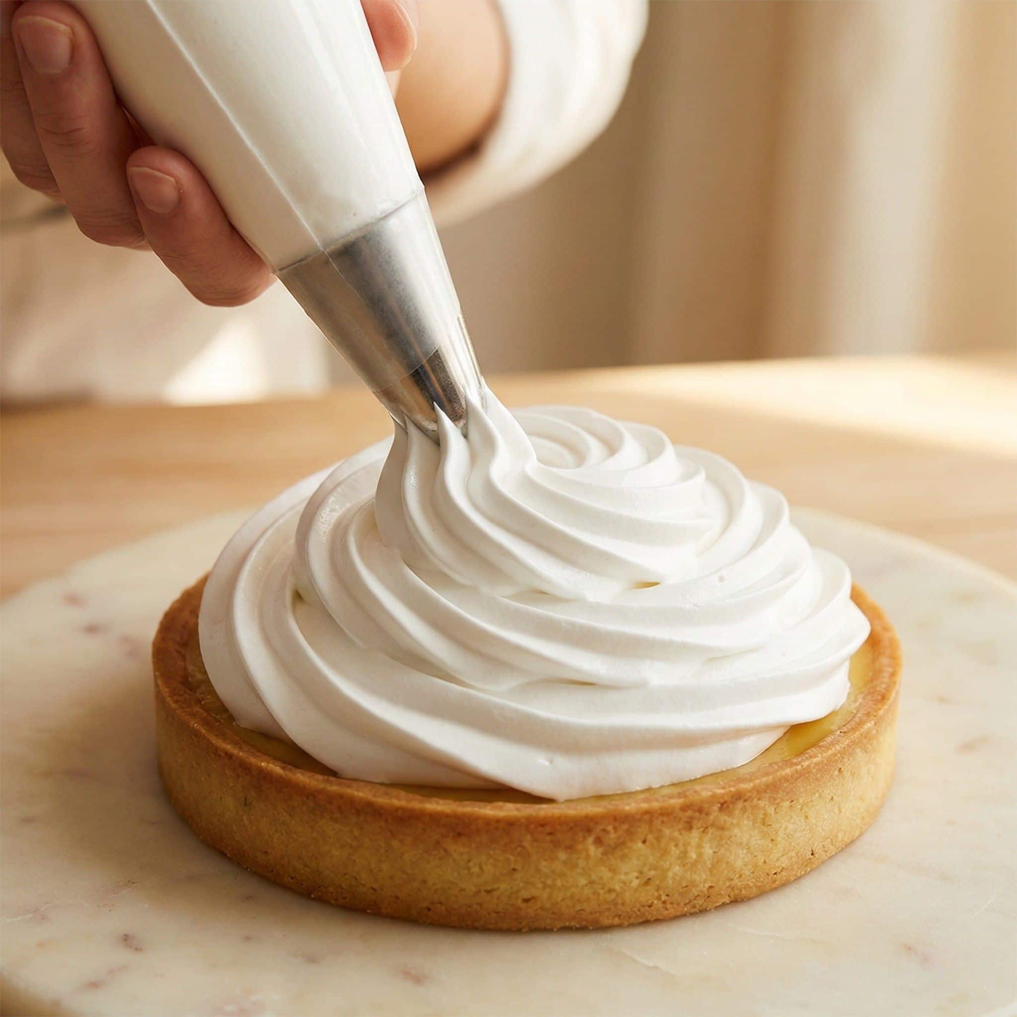 מרנג שוויצרי מבריק מזולף על פאי לימון