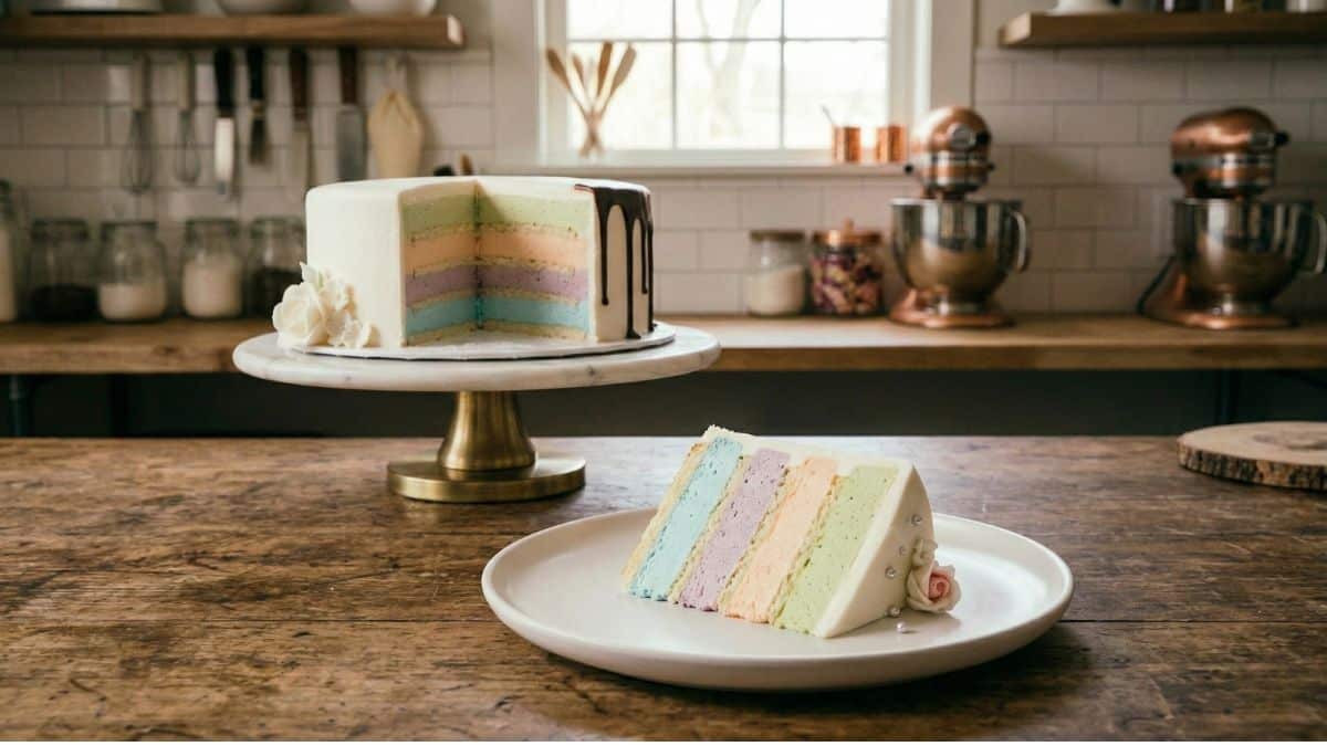 עוגת מוס עם שכבות מדויקות וישרות