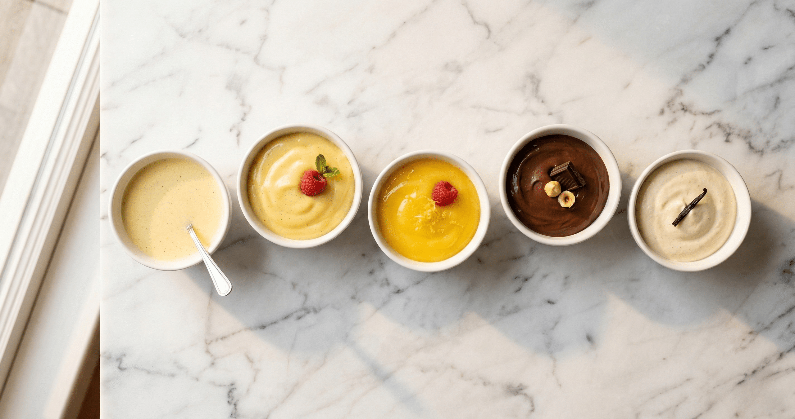 סוגי קרמים לקונדיטוריה – מבט מלמעלה על קרם אנגלז פטיסייר קורד וקרמו