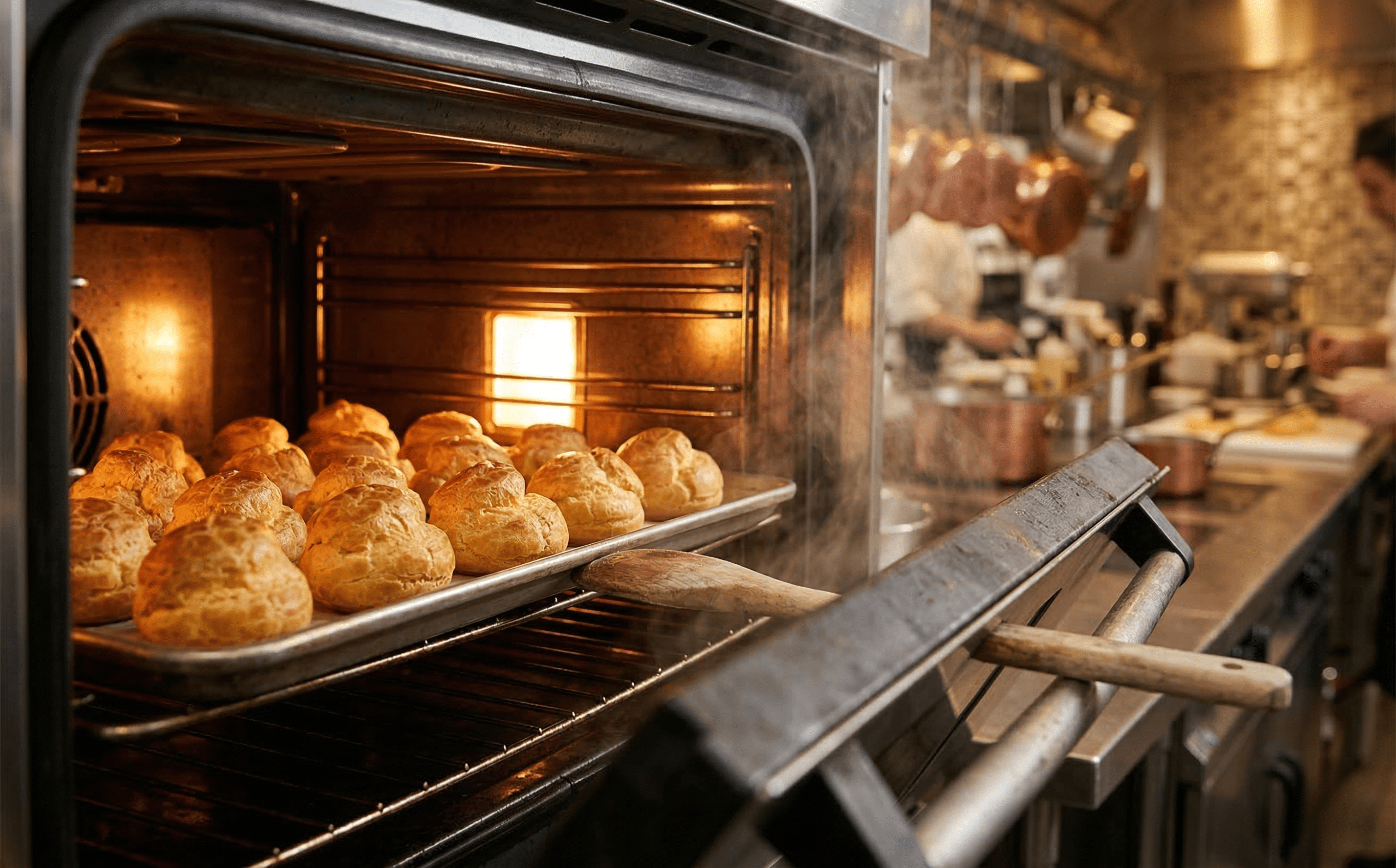 תנור עם פחזניות – פתיחת חריץ בסוף האפייה