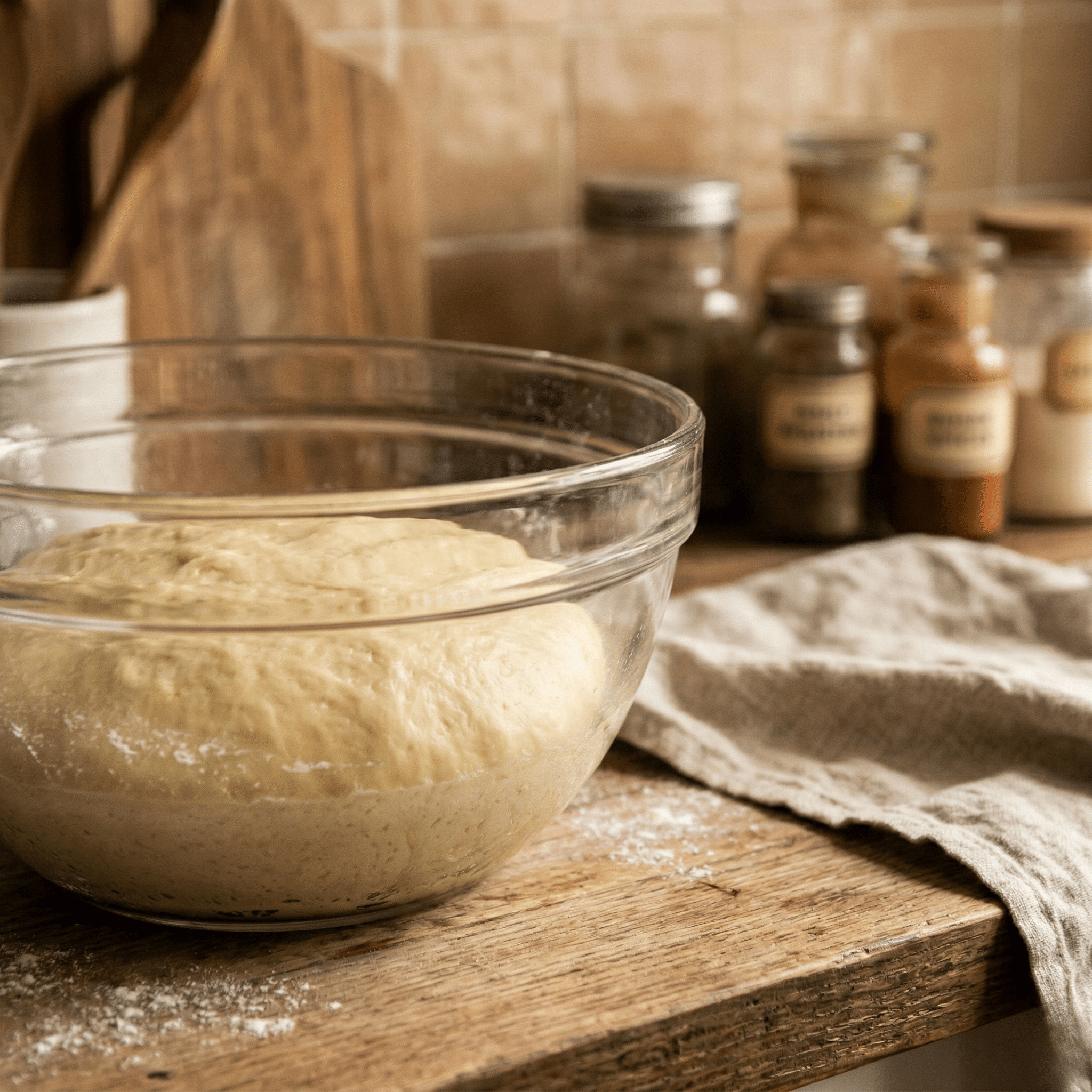 בצק חלות תופח בקערה