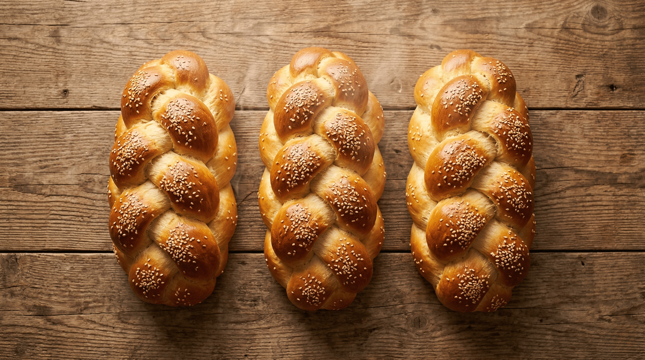 חלות קלועות זהובות יצאו מהתנור